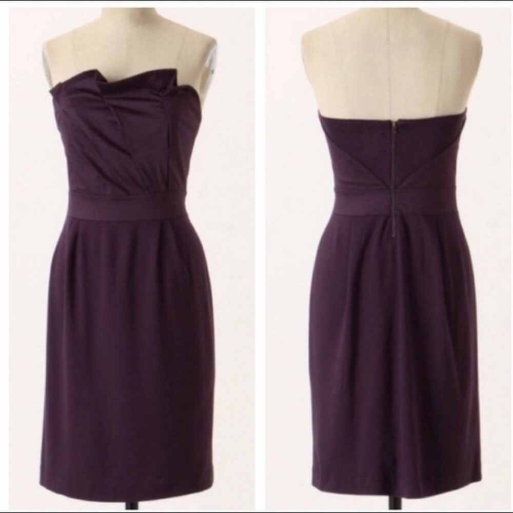 Anthropologie Origami Detail Sleeveless Structured Dress in Plum